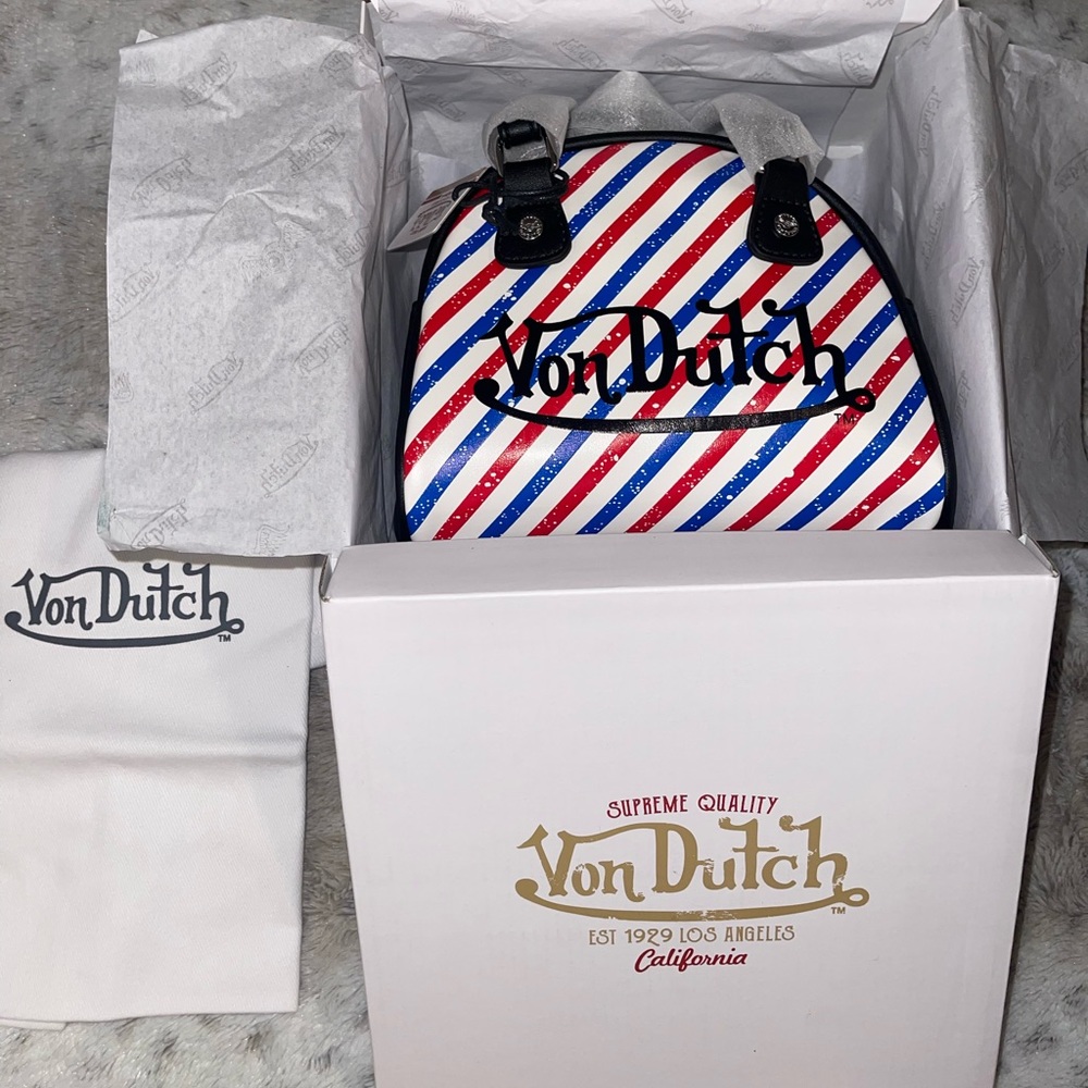 SOLD SOLD SOLD!!! NWT Von Dutch Barbershop Stripe Bowling Bag